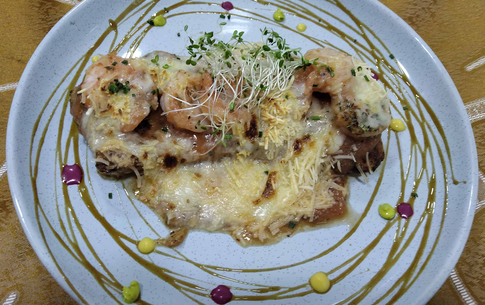 Robalo camaron gratin